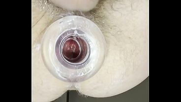 Looking inside my ass with hollow tunnel butt plug