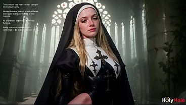 Monastery of Debauchery: a pastor ejaculates into the vagina of a slender nun during morning prayer.[Ai]
