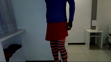 My little butt in a red skirt.